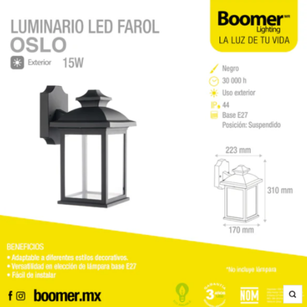 161 FAROL SUSPENDIDO OSLO / BOOMER / BLWL-6108-01500